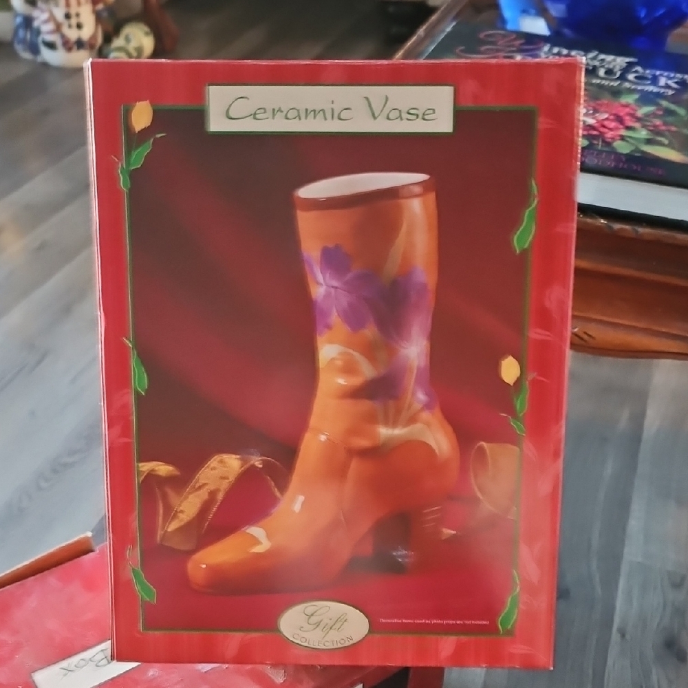 Floral Ceramic Boot Vase